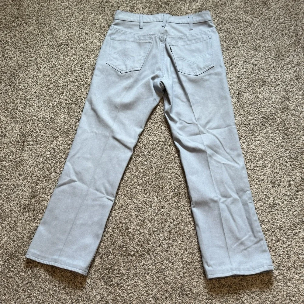 Vintage 70s Levis Sta-Prest 520 Pants 30x28 Slate Blue Black Tab Talon Zip Big E